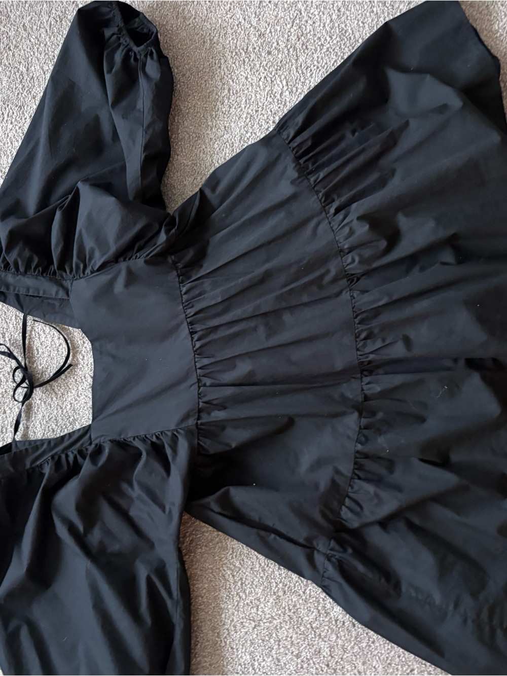 a new day Black Puff-Sleeve Tiered Mini Dress